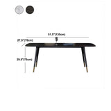 Contemporary Stone Dining Table Black Rectangle Dining Table with 4 Wood Legs Clearhalo 'Dining Tables & Seating' 'Dining Tables' 'dining_table' 'furn' 'furn_dining_table' 'Furniture' 'furniture_dining_table' 'Kitchen & Dining Furniture' 'kitchen' 'kitchen_dining_table' 4962274