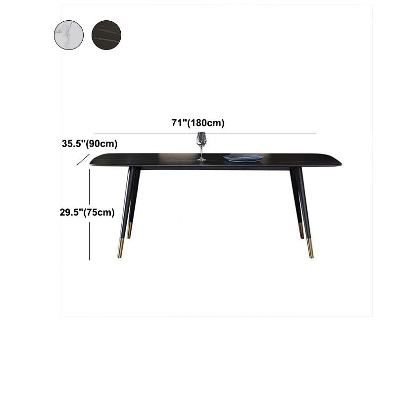 Contemporary Stone Dining Table Black Rectangle Dining Table with 4 Wood Legs Clearhalo 'Dining Tables & Seating' 'Dining Tables' 'dining_table' 'furn' 'furn_dining_table' 'Furniture' 'furniture_dining_table' 'Kitchen & Dining Furniture' 'kitchen' 'kitchen_dining_table' 4962277