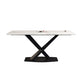 Contemporary Stone Dining Table Rectangle Dining Table with Pedestal Base in Black Clearhalo 'Dining Tables & Seating' 'Dining Tables' 'dining_table' 'furn' 'furn_dining_table' 'Furniture' 'furniture_dining_table' 'Kitchen & Dining Furniture' 'kitchen' 'kitchen_dining_table' 4962282