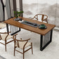 Contemporary Wood Dining Table Rectangle Dining Table with Pedestal Base in Black Brown Without Chairs Clearhalo 'Dining Tables & Seating' 'Dining Tables' 'dining_table' 'furn' 'furn_dining_table' 'Furniture' 'furniture_dining_table' 'Kitchen & Dining Furniture' 'kitchen' 'kitchen_dining_table' 4962292