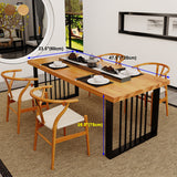 Contemporary Wood Dining Table Rectangle Dining Table with Pedestal Base in Black Clearhalo 'Dining Tables & Seating' 'Dining Tables' 'dining_table' 'furn' 'furn_dining_table' 'Furniture' 'furniture_dining_table' 'Kitchen & Dining Furniture' 'kitchen' 'kitchen_dining_table' 4962296