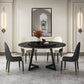 Modern Stone Double Pedestal Dining Table Matte Finish Round Table for Kitchen Black Gold 53.1"L x 53.1"W x 29.5"H Without Chairs Clearhalo 'Dining Tables & Seating' 'Dining Tables' 'dining_table' 'furn' 'furn_dining_table' 'Furniture' 'furniture_dining_table' 'Kitchen & Dining Furniture' 'kitchen' 'kitchen_dining_table' 4962303