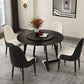 Modern Stone Double Pedestal Dining Table Matte Finish Round Table for Kitchen Black Gold 59.1"L x 59.1"W x 29.5"H Without Chairs Clearhalo 'Dining Tables & Seating' 'Dining Tables' 'dining_table' 'furn' 'furn_dining_table' 'Furniture' 'furniture_dining_table' 'Kitchen & Dining Furniture' 'kitchen' 'kitchen_dining_table' 4962304