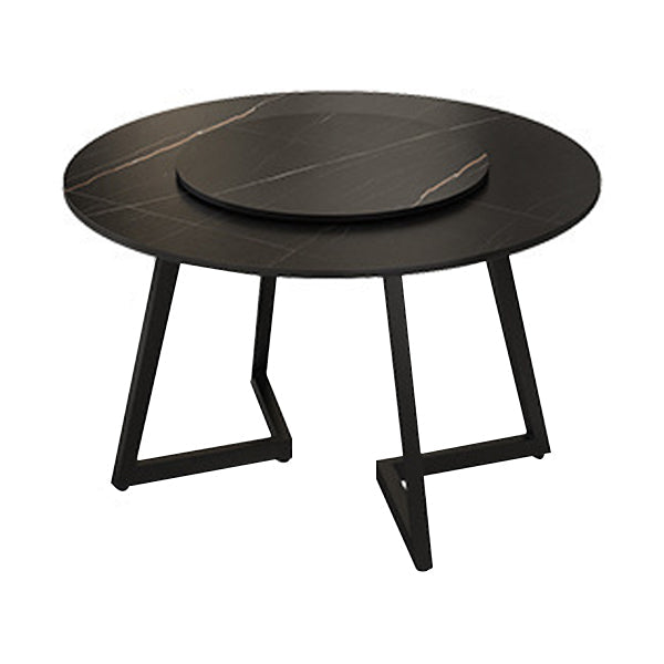 Modern Stone Double Pedestal Dining Table Matte Finish Round Table for Kitchen Clearhalo 'Dining Tables & Seating' 'Dining Tables' 'dining_table' 'furn' 'furn_dining_table' 'Furniture' 'furniture_dining_table' 'Kitchen & Dining Furniture' 'kitchen' 'kitchen_dining_table' 4962305