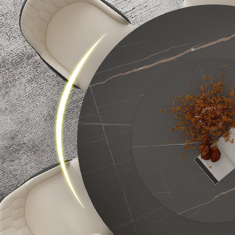 Modern Stone Double Pedestal Dining Table Matte Finish Round Table for Kitchen Clearhalo 'Dining Tables & Seating' 'Dining Tables' 'dining_table' 'furn' 'furn_dining_table' 'Furniture' 'furniture_dining_table' 'Kitchen & Dining Furniture' 'kitchen' 'kitchen_dining_table' 4962306