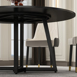 Modern Stone Double Pedestal Dining Table Matte Finish Round Table for Kitchen Clearhalo 'Dining Tables & Seating' 'Dining Tables' 'dining_table' 'furn' 'furn_dining_table' 'Furniture' 'furniture_dining_table' 'Kitchen & Dining Furniture' 'kitchen' 'kitchen_dining_table' 4962307