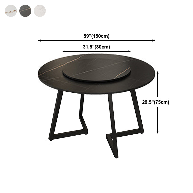 Modern Stone Double Pedestal Dining Table Matte Finish Round Table for Kitchen Clearhalo 'Dining Tables & Seating' 'Dining Tables' 'dining_table' 'furn' 'furn_dining_table' 'Furniture' 'furniture_dining_table' 'Kitchen & Dining Furniture' 'kitchen' 'kitchen_dining_table' 4962311
