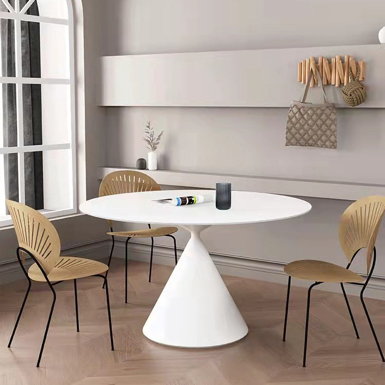 Modern Stone Pedestal Dining Table Matte Finish Round Table for Kitchen White 43.3"L x 43.3"W x 29.5"H Without Chairs Clearhalo 'Dining Tables & Seating' 'Dining Tables' 'dining_table' 'furn' 'furn_dining_table' 'Furniture' 'furniture_dining_table' 'Kitchen & Dining Furniture' 'kitchen' 'kitchen_dining_table' 4962330