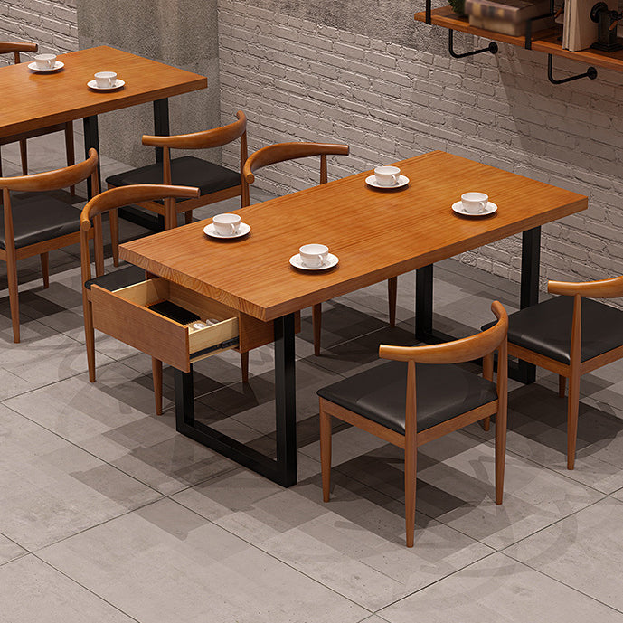 Industrial Wood Double Pedestal Dining Table Natural Rectangle Table Clearhalo 'Dining Tables & Seating' 'Dining Tables' 'dining_table' 'furn' 'furn_dining_table' 'Furniture' 'furniture_dining_table' 'Kitchen & Dining Furniture' 'kitchen' 'kitchen_dining_table' 4962342