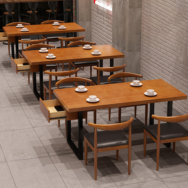 Industrial Wood Double Pedestal Dining Table Natural Rectangle Table Clearhalo 'Dining Tables & Seating' 'Dining Tables' 'dining_table' 'furn' 'furn_dining_table' 'Furniture' 'furniture_dining_table' 'Kitchen & Dining Furniture' 'kitchen' 'kitchen_dining_table' 4962343