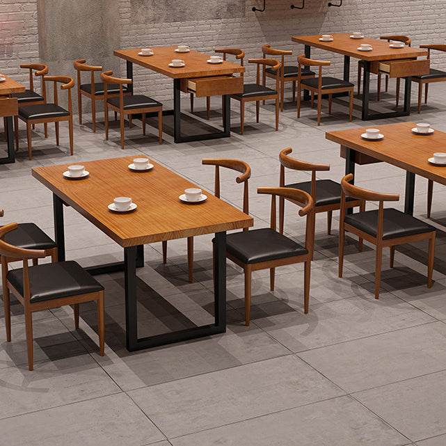 Industrial Wood Double Pedestal Dining Table Natural Rectangle Table Clearhalo 'Dining Tables & Seating' 'Dining Tables' 'dining_table' 'furn' 'furn_dining_table' 'Furniture' 'furniture_dining_table' 'Kitchen & Dining Furniture' 'kitchen' 'kitchen_dining_table' 4962344
