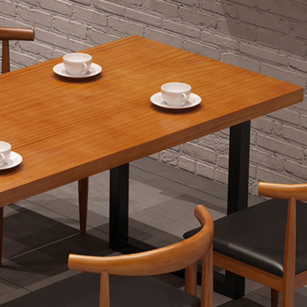 Industrial Wood Double Pedestal Dining Table Natural Rectangle Table Clearhalo 'Dining Tables & Seating' 'Dining Tables' 'dining_table' 'furn' 'furn_dining_table' 'Furniture' 'furniture_dining_table' 'Kitchen & Dining Furniture' 'kitchen' 'kitchen_dining_table' 4962348