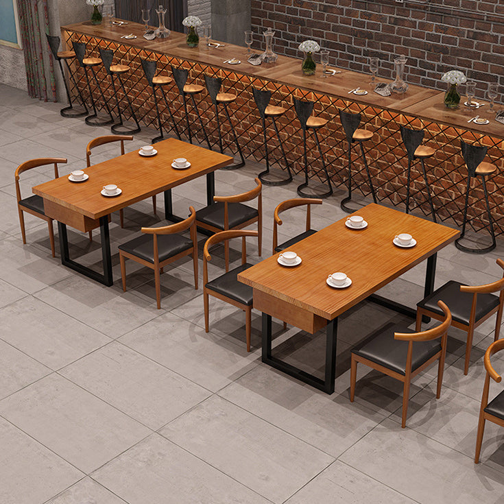 Industrial Wood Double Pedestal Dining Table Natural Rectangle Table Clearhalo 'Dining Tables & Seating' 'Dining Tables' 'dining_table' 'furn' 'furn_dining_table' 'Furniture' 'furniture_dining_table' 'Kitchen & Dining Furniture' 'kitchen' 'kitchen_dining_table' 4962350
