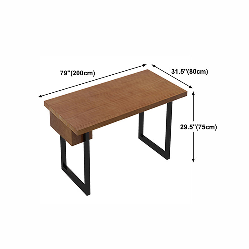 Industrial Wood Double Pedestal Dining Table Natural Rectangle Table Clearhalo 'Dining Tables & Seating' 'Dining Tables' 'dining_table' 'furn' 'furn_dining_table' 'Furniture' 'furniture_dining_table' 'Kitchen & Dining Furniture' 'kitchen' 'kitchen_dining_table' 4962359