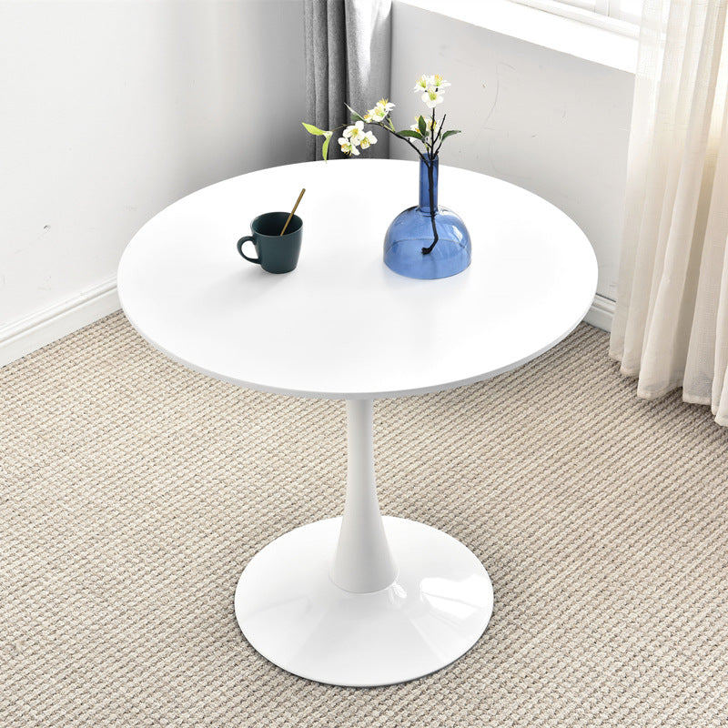 Modern Manufactured Wood Tulip Table Matte Finish Round Dining Table White Without Chairs Clearhalo 'Dining Tables & Seating' 'Dining Tables' 'dining_table' 'furn' 'furn_dining_table' 'Furniture' 'furniture_dining_table' 'Kitchen & Dining Furniture' 'kitchen' 'kitchen_dining_table' 4962361