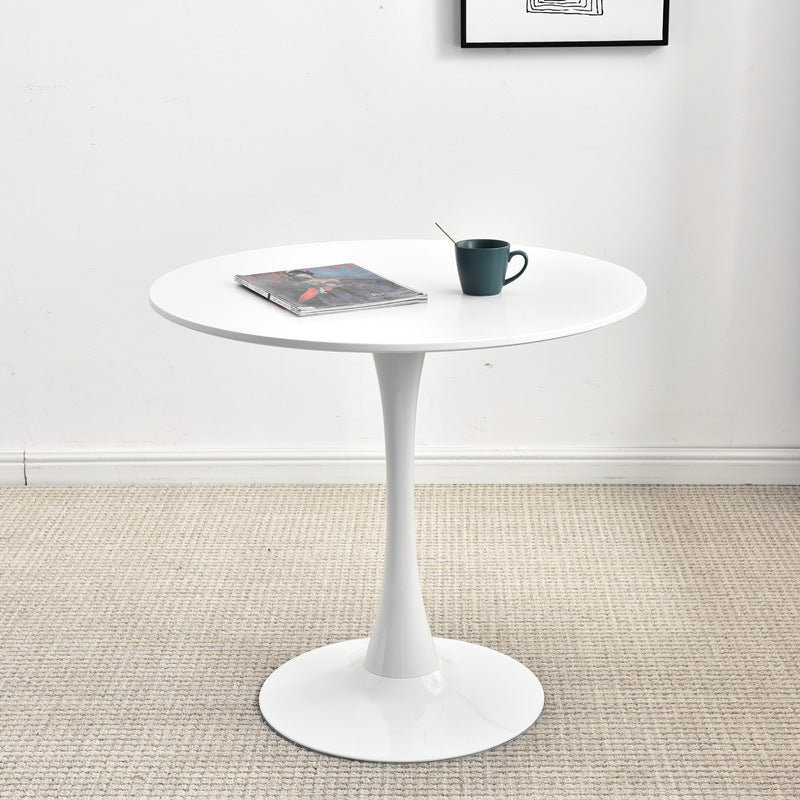 Modern Manufactured Wood Tulip Table Matte Finish Round Dining Table White 31.5"L x 31.5"W x 29.1"H Without Chairs Clearhalo 'Dining Tables & Seating' 'Dining Tables' 'dining_table' 'furn' 'furn_dining_table' 'Furniture' 'furniture_dining_table' 'Kitchen & Dining Furniture' 'kitchen' 'kitchen_dining_table' 4962362