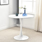 Modern Manufactured Wood Tulip Table Matte Finish Round Dining Table White 35.4"L x 35.4"W x 29.1"H Without Chairs Clearhalo 'Dining Tables & Seating' 'Dining Tables' 'dining_table' 'furn' 'furn_dining_table' 'Furniture' 'furniture_dining_table' 'Kitchen & Dining Furniture' 'kitchen' 'kitchen_dining_table' 4962363