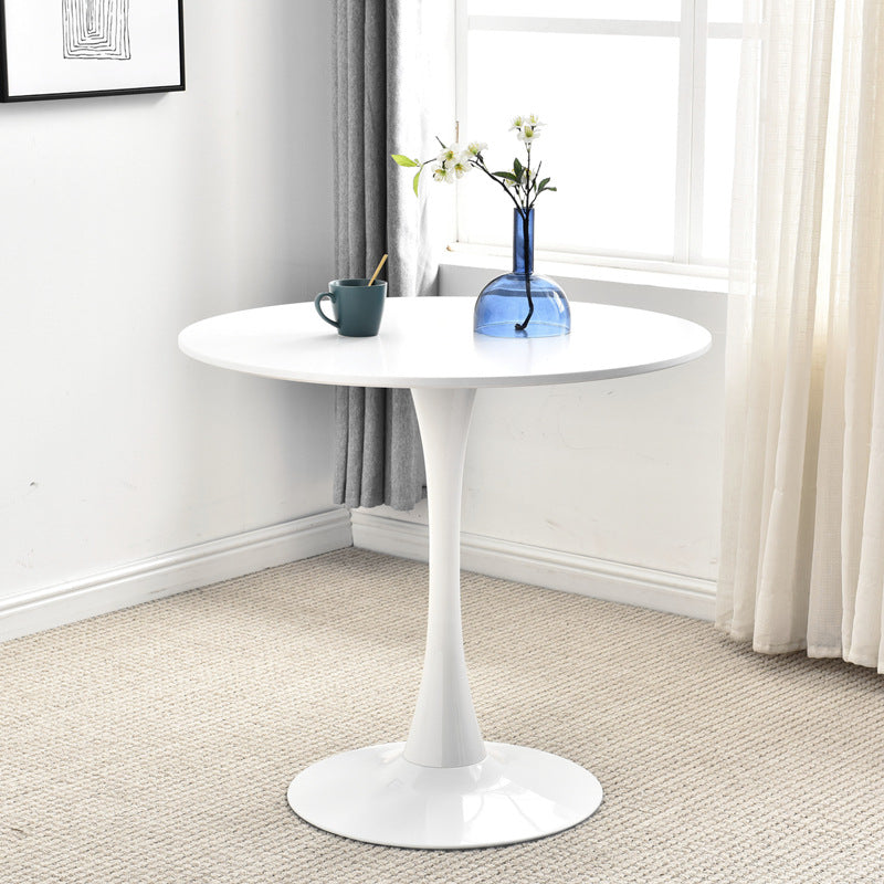 Modern Manufactured Wood Tulip Table Matte Finish Round Dining Table White 35.4"L x 35.4"W x 29.1"H Without Chairs Clearhalo 'Dining Tables & Seating' 'Dining Tables' 'dining_table' 'furn' 'furn_dining_table' 'Furniture' 'furniture_dining_table' 'Kitchen & Dining Furniture' 'kitchen' 'kitchen_dining_table' 4962363