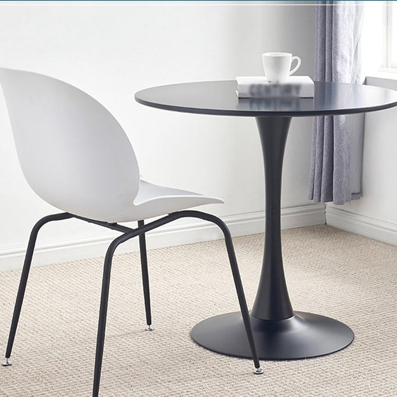 Modern Manufactured Wood Tulip Table Matte Finish Round Dining Table Black Without Chairs Clearhalo 'Dining Tables & Seating' 'Dining Tables' 'dining_table' 'furn' 'furn_dining_table' 'Furniture' 'furniture_dining_table' 'Kitchen & Dining Furniture' 'kitchen' 'kitchen_dining_table' 4962364