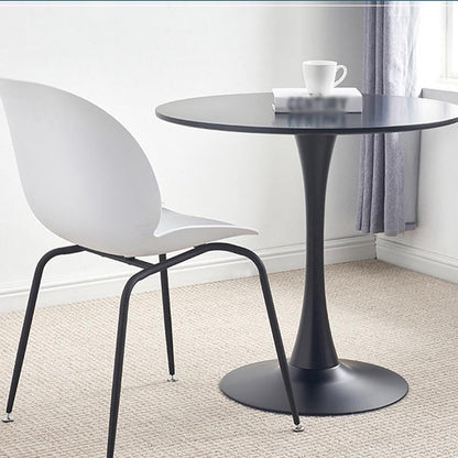 Modern Manufactured Wood Tulip Table Matte Finish Round Dining Table Black Without Chairs Clearhalo 'Dining Tables & Seating' 'Dining Tables' 'dining_table' 'furn' 'furn_dining_table' 'Furniture' 'furniture_dining_table' 'Kitchen & Dining Furniture' 'kitchen' 'kitchen_dining_table' 4962364