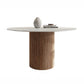 Contemporary Stone Dining Table Round Dining Table with Wood Pedestal Base Brown Without Chairs Clearhalo 'Dining Tables & Seating' 'Dining Tables' 'dining_table' 'furn' 'furn_dining_table' 'Furniture' 'furniture_dining_table' 'Kitchen & Dining Furniture' 'kitchen' 'kitchen_dining_table' 4962380