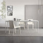 Modern White Stone Table 4 Legs Rectangle Dining Table for Kitchen 55.1"L x 31.5"W x 29.5"H Clearhalo 'Dining Tables & Seating' 'Dining Tables' 'dining_table' 'Furniture' 'furniture_dining_table' 'Kitchen & Dining Furniture' 'kitchen' 'kitchen_dining_table' 4962388