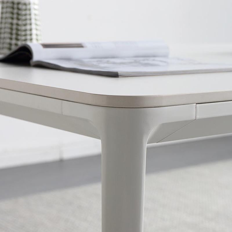 Modern White Stone Table 4 Legs Rectangle Dining Table for Kitchen Clearhalo 'Dining Tables & Seating' 'Dining Tables' 'dining_table' 'Furniture' 'furniture_dining_table' 'Kitchen & Dining Furniture' 'kitchen' 'kitchen_dining_table' 4962394