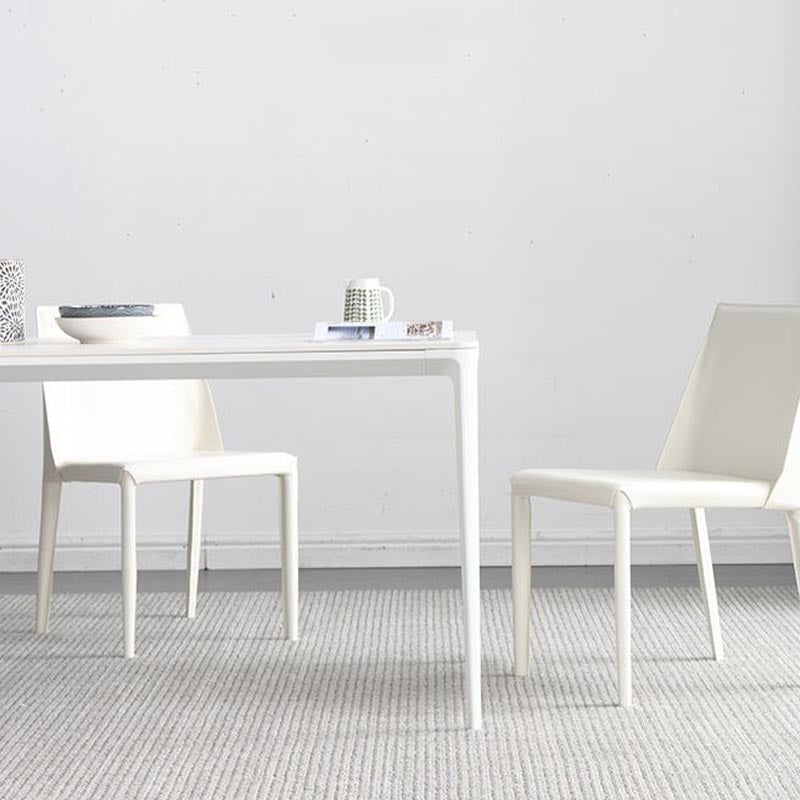 Modern White Stone Table 4 Legs Rectangle Dining Table for Kitchen Clearhalo 'Dining Tables & Seating' 'Dining Tables' 'dining_table' 'Furniture' 'furniture_dining_table' 'Kitchen & Dining Furniture' 'kitchen' 'kitchen_dining_table' 4962396