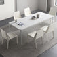 Modern White Stone Table 4 Legs Rectangle Dining Table for Kitchen Clearhalo 'Dining Tables & Seating' 'Dining Tables' 'dining_table' 'Furniture' 'furniture_dining_table' 'Kitchen & Dining Furniture' 'kitchen' 'kitchen_dining_table' 4962397