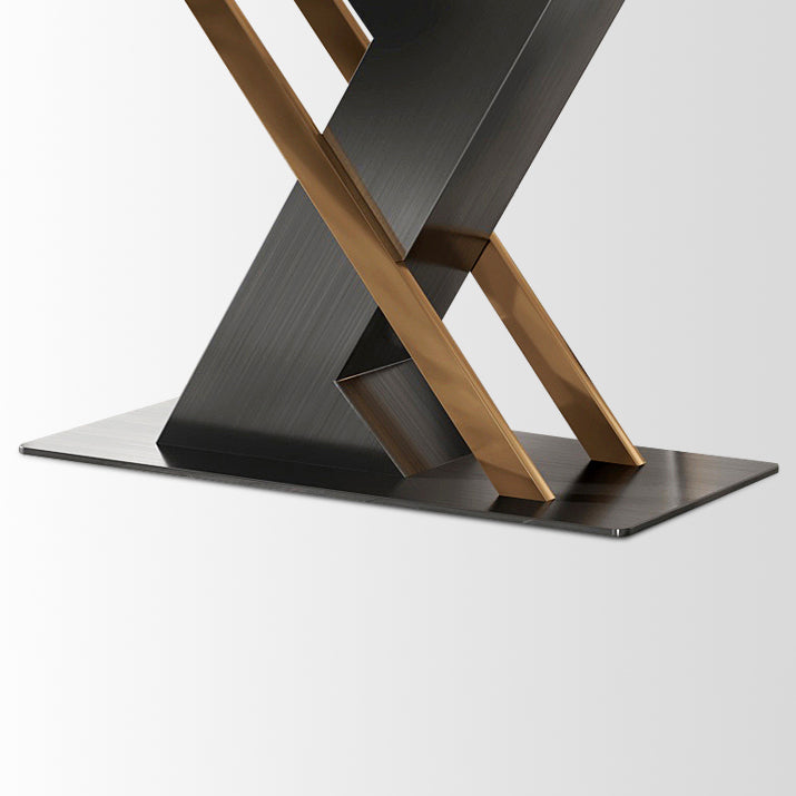 Modern Sintered Stone Dining Table White Dining Room Table with Pedestal Base Clearhalo 'Dining Tables & Seating' 'Dining Tables' 'dining_table' 'furn' 'furn_dining_table' 'Furniture' 'furniture_dining_table' 'Kitchen & Dining Furniture' 'kitchen' 'kitchen_dining_table' 4962438