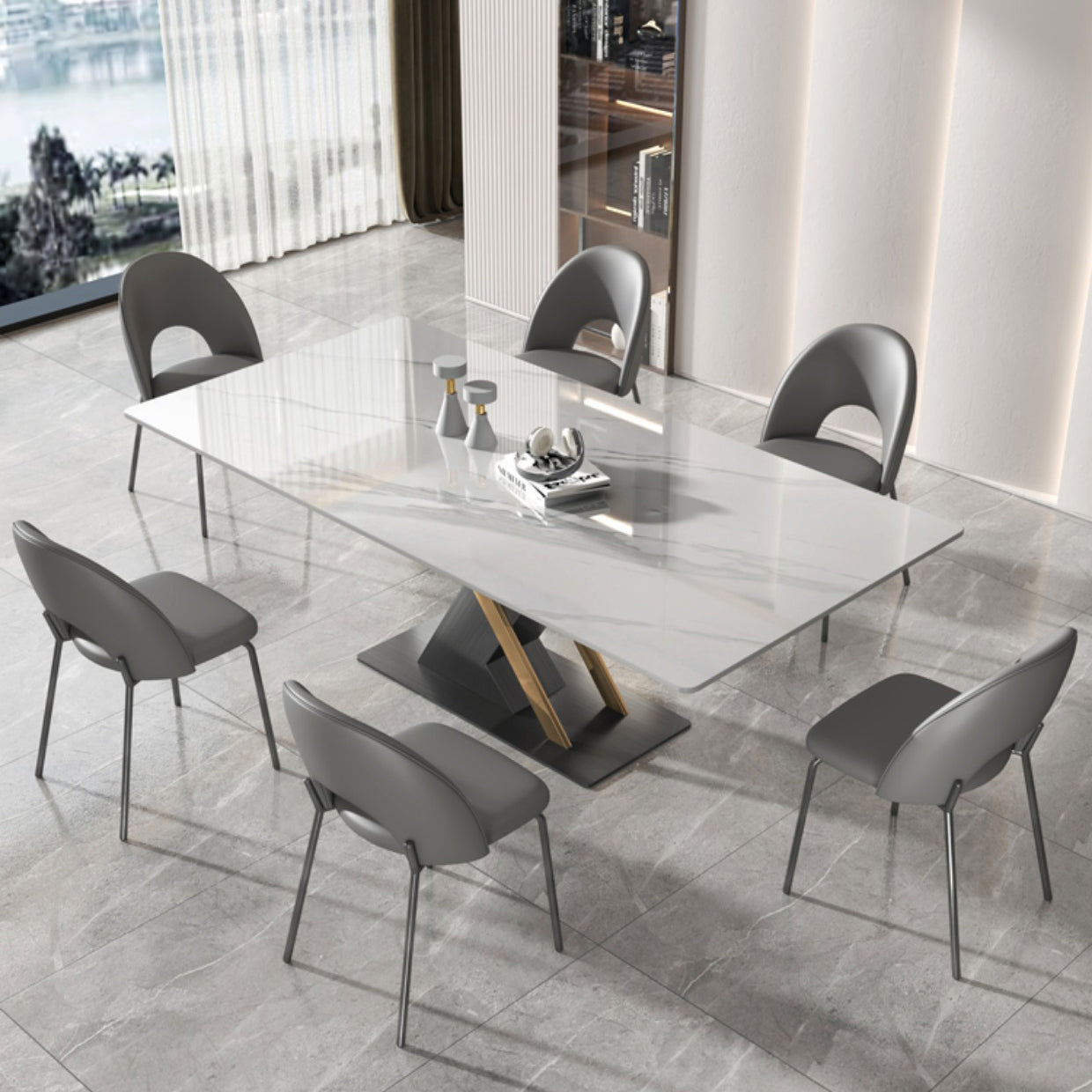 Modern Sintered Stone Dining Table White Dining Room Table with Pedestal Base Clearhalo 'Dining Tables & Seating' 'Dining Tables' 'dining_table' 'furn' 'furn_dining_table' 'Furniture' 'furniture_dining_table' 'Kitchen & Dining Furniture' 'kitchen' 'kitchen_dining_table' 4962441