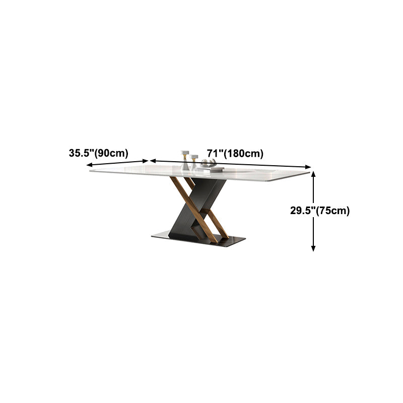 Modern Sintered Stone Dining Table White Dining Room Table with Pedestal Base Clearhalo 'Dining Tables & Seating' 'Dining Tables' 'dining_table' 'furn' 'furn_dining_table' 'Furniture' 'furniture_dining_table' 'Kitchen & Dining Furniture' 'kitchen' 'kitchen_dining_table' 4962442