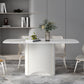 Sintered Stone White Tone Dining Table Luxury Pedestal Table for Dining Room Rectangle 63"L x 31.5"W x 29.5"H Without Chairs Clearhalo 'Dining Tables & Seating' 'Dining Tables' 'dining_table' 'furn' 'furn_dining_table' 'Furniture' 'furniture_dining_table' 'Kitchen & Dining Furniture' 'kitchen' 'kitchen_dining_table' 4962453
