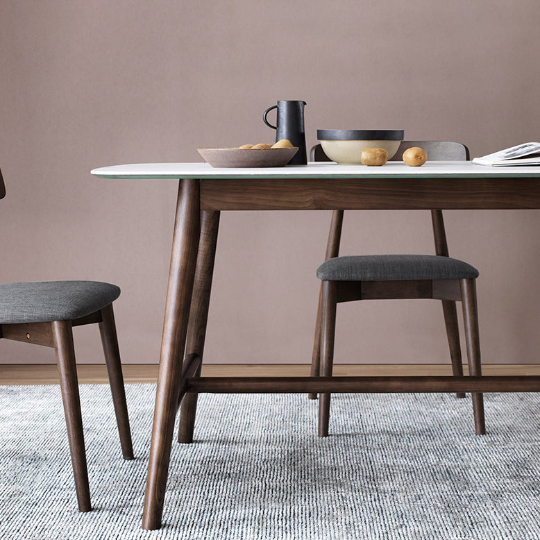 Modern Rectangular Dining Table White Top Dining Table with Wood Trestle Base Clearhalo 'Dining Tables & Seating' 'Dining Tables' 'dining_table' 'Furniture' 'furniture_dining_table' 'Kitchen & Dining Furniture' 'kitchen' 'kitchen_dining_table' 4962472