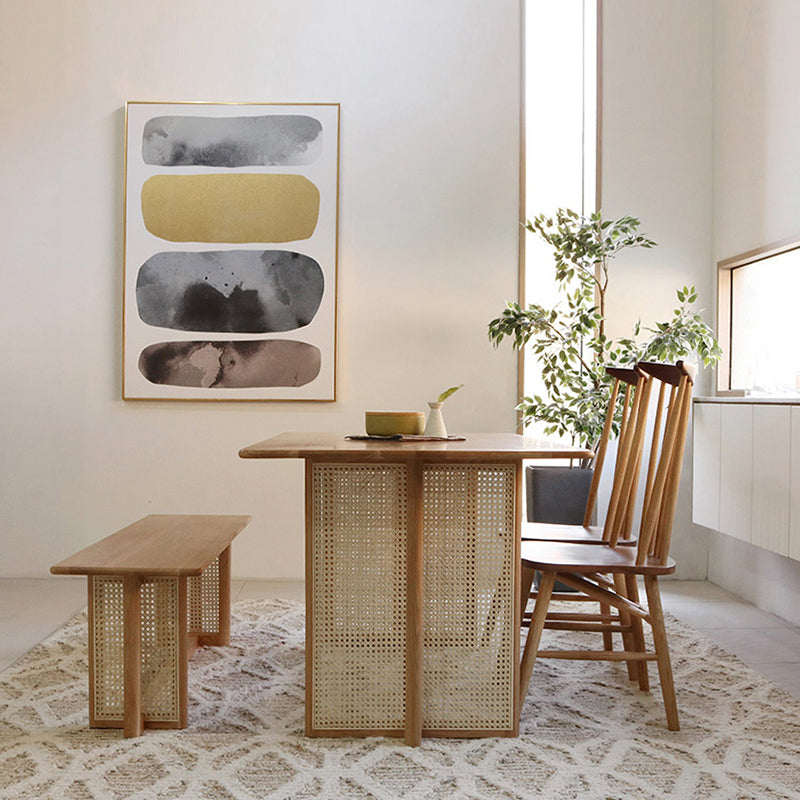 Modern Oak Table for Restaurant Rectangle Dining Table with Double Pedestal 47.2"L x 27.6"W x 29.5"H Without Chairs Clearhalo 'Dining Tables & Seating' 'Dining Tables' 'dining_table' 'furn' 'furn_dining_table' 'Furniture' 'furniture_dining_table' 'Kitchen & Dining Furniture' 'kitchen' 'kitchen_dining_table' 4962478