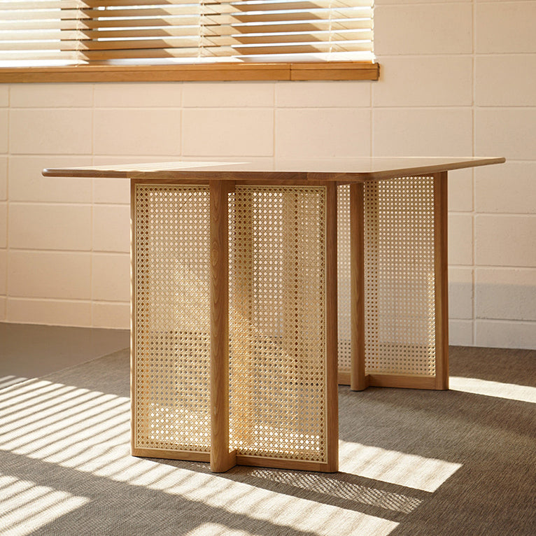 Modern Oak Table for Restaurant Rectangle Dining Table with Double Pedestal 70.9"L x 31.5"W x 29.5"H Without Chairs Clearhalo 'Dining Tables & Seating' 'Dining Tables' 'dining_table' 'furn' 'furn_dining_table' 'Furniture' 'furniture_dining_table' 'Kitchen & Dining Furniture' 'kitchen' 'kitchen_dining_table' 4962479