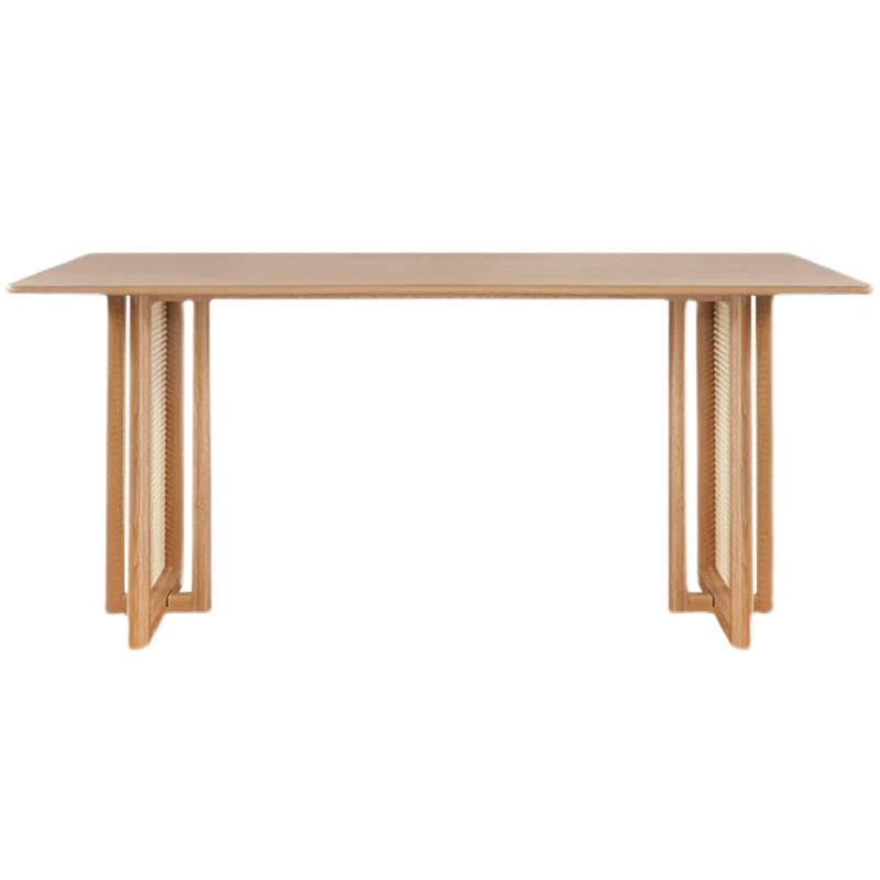 Modern Oak Table for Restaurant Rectangle Dining Table with Double Pedestal 78.7"L x 31.5"W x 29.5"H Without Chairs Clearhalo 'Dining Tables & Seating' 'Dining Tables' 'dining_table' 'furn' 'furn_dining_table' 'Furniture' 'furniture_dining_table' 'Kitchen & Dining Furniture' 'kitchen' 'kitchen_dining_table' 4962481