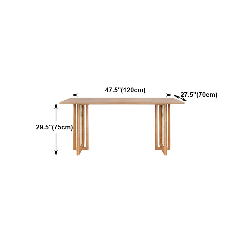 Modern Oak Table for Restaurant Rectangle Dining Table with Double Pedestal Clearhalo 'Dining Tables & Seating' 'Dining Tables' 'dining_table' 'furn' 'furn_dining_table' 'Furniture' 'furniture_dining_table' 'Kitchen & Dining Furniture' 'kitchen' 'kitchen_dining_table' 4962486