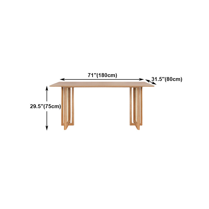 Modern Oak Table for Restaurant Rectangle Dining Table with Double Pedestal Clearhalo 'Dining Tables & Seating' 'Dining Tables' 'dining_table' 'furn' 'furn_dining_table' 'Furniture' 'furniture_dining_table' 'Kitchen & Dining Furniture' 'kitchen' 'kitchen_dining_table' 4962489