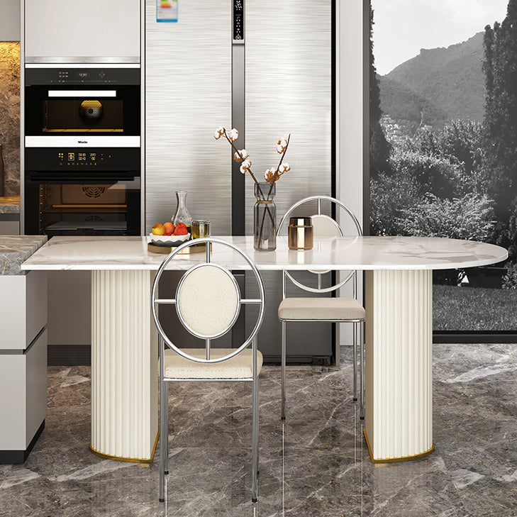 Traditional Luxury Dining Table Oval Double Pedestal Home Furniture for Indoor 63"L x 31.5"W x 29.5"H Without Chairs Clearhalo 'Dining Tables & Seating' 'Dining Tables' 'dining_table' 'furn' 'furn_dining_table' 'Furniture' 'furniture_dining_table' 'Kitchen & Dining Furniture' 'kitchen' 'kitchen_dining_table' 4962492
