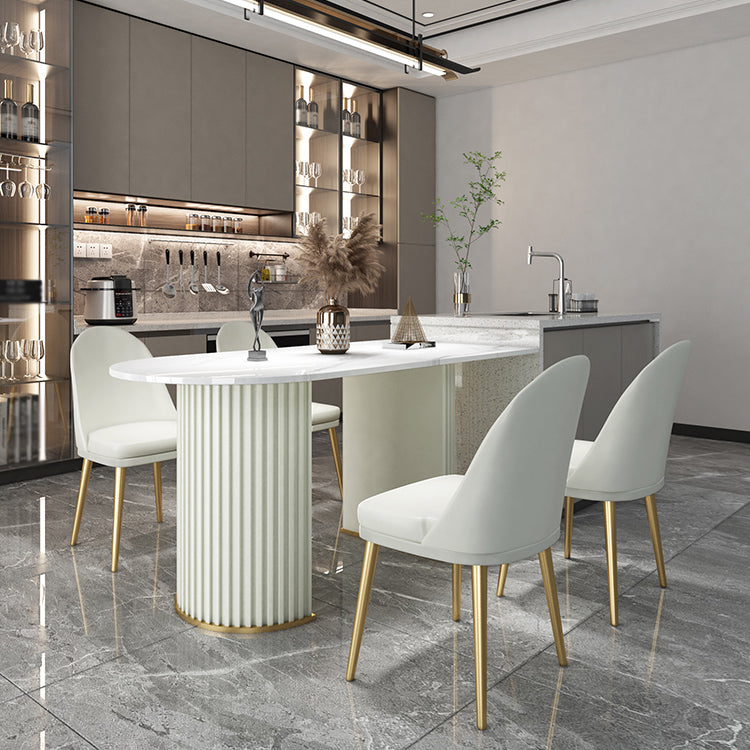 Traditional Luxury Dining Table Oval Double Pedestal Home Furniture for Indoor 70.9"L x 31.5"W x 29.5"H Without Chairs Clearhalo 'Dining Tables & Seating' 'Dining Tables' 'dining_table' 'furn' 'furn_dining_table' 'Furniture' 'furniture_dining_table' 'Kitchen & Dining Furniture' 'kitchen' 'kitchen_dining_table' 4962493