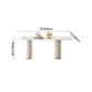 Sintered Stone Top Modern White Table for Restaurant Oval Dining Table Double Pedestal Clearhalo 'Dining Tables & Seating' 'Dining Tables' 'dining_table' 'furn' 'furn_dining_table' 'Furniture' 'furniture_dining_table' 'Kitchen & Dining Furniture' 'kitchen' 'kitchen_dining_table' 4962514