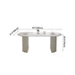 Sintered Stone Top White Table for Restaurant Modern Oval Table with Double Pedestal Clearhalo 'Dining Tables & Seating' 'Dining Tables' 'dining_table' 'furn' 'furn_dining_table' 'Furniture' 'furniture_dining_table' 'Kitchen & Dining Furniture' 'kitchen' 'kitchen_dining_table' 4962523