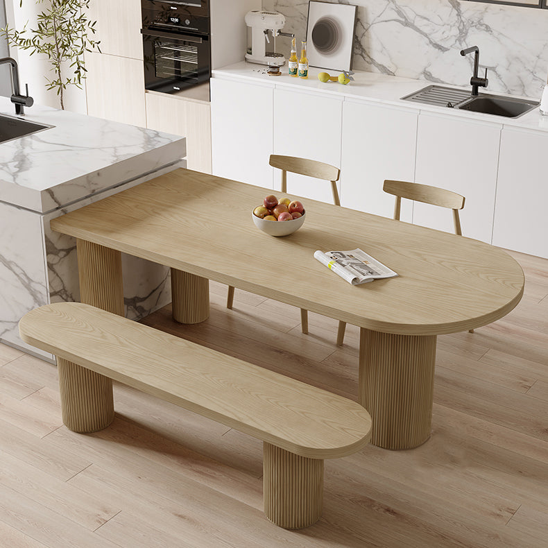 Modern Style Dining Table Brown Solid Wood Dining Table for Kitchen 78.7"L x 31.5"W x 29.5"H Without Chairs Clearhalo 'Dining Tables & Seating' 'Dining Tables' 'dining_table' 'furn' 'furn_dining_table' 'Furniture' 'furniture_dining_table' 'Kitchen & Dining Furniture' 'kitchen' 'kitchen_dining_table' 4962528
