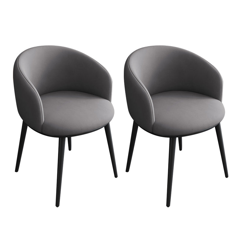Glam Style Parsons Arm Chair Faux Leather Indoor Dining Chair Dark Gray 2 Piece Set Clearhalo 'Dining Chairs' 'Dining Tables & Seating' 'dining_chair' 'furn' 'furn_dining_chair' 'Furniture' 'furniture_dining_chair' 'Kitchen & Dining Furniture' 4962541