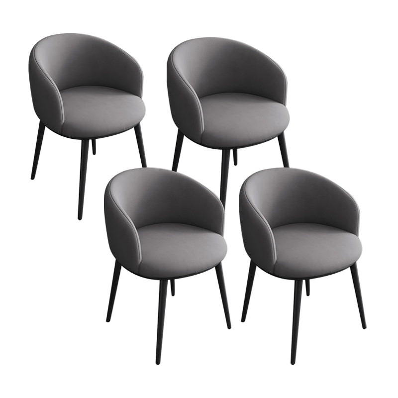 Glam Style Parsons Arm Chair Faux Leather Indoor Dining Chair Dark Gray 4 Piece Set Clearhalo 'Dining Chairs' 'Dining Tables & Seating' 'dining_chair' 'furn' 'furn_dining_chair' 'Furniture' 'furniture_dining_chair' 'Kitchen & Dining Furniture' 4962543