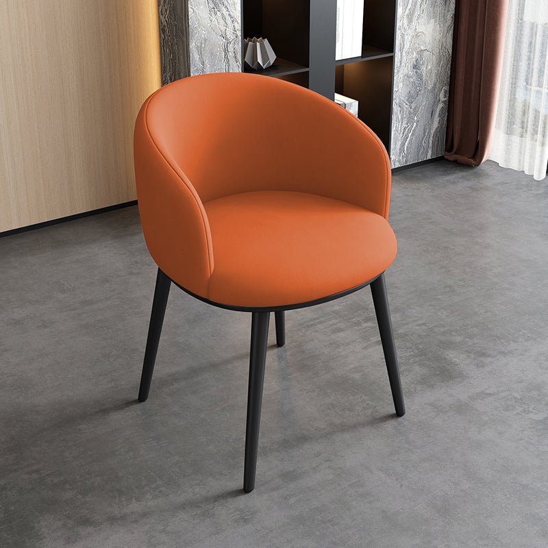 Glam Style Parsons Arm Chair Faux Leather Indoor Dining Chair Orange 1 Piece Clearhalo 'Dining Chairs' 'Dining Tables & Seating' 'dining_chair' 'furn' 'furn_dining_chair' 'Furniture' 'furniture_dining_chair' 'Kitchen & Dining Furniture' 4962547