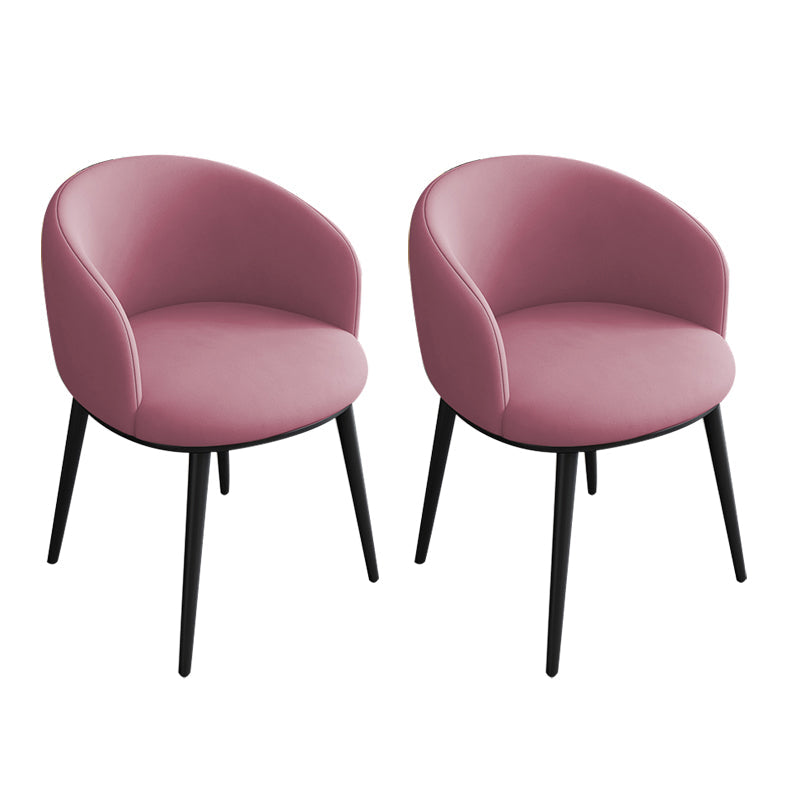 Glam Style Parsons Arm Chair Faux Leather Indoor Dining Chair Pink 2 Piece Set Clearhalo 'Dining Chairs' 'Dining Tables & Seating' 'dining_chair' 'furn' 'furn_dining_chair' 'Furniture' 'furniture_dining_chair' 'Kitchen & Dining Furniture' 4962549