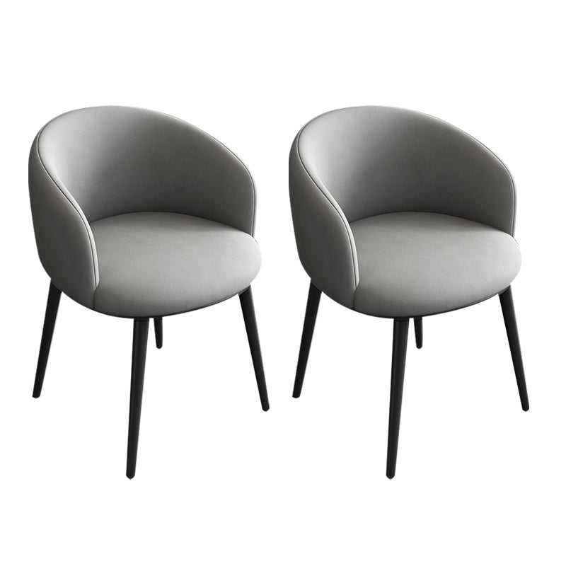 Glam Style Parsons Arm Chair Faux Leather Indoor Dining Chair Light Grey 2 Piece Set Clearhalo 'Dining Chairs' 'Dining Tables & Seating' 'dining_chair' 'furn' 'furn_dining_chair' 'Furniture' 'furniture_dining_chair' 'Kitchen & Dining Furniture' 4962560