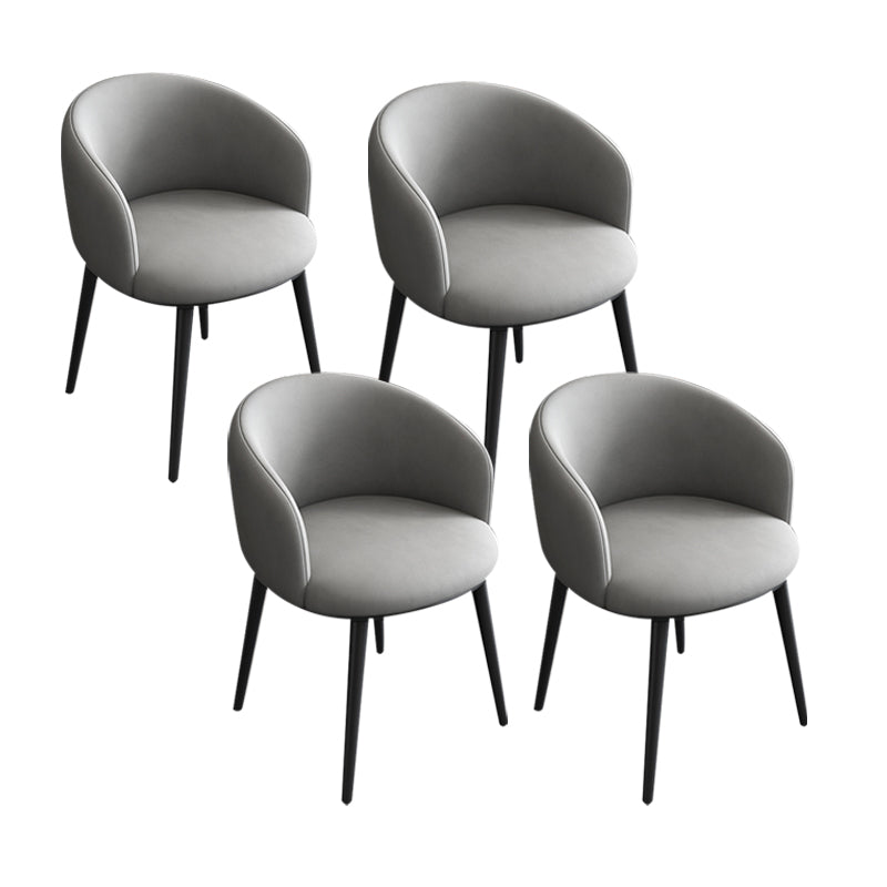 Glam Style Parsons Arm Chair Faux Leather Indoor Dining Chair Light Grey 4 Piece Set Clearhalo 'Dining Chairs' 'Dining Tables & Seating' 'dining_chair' 'furn' 'furn_dining_chair' 'Furniture' 'furniture_dining_chair' 'Kitchen & Dining Furniture' 4962561